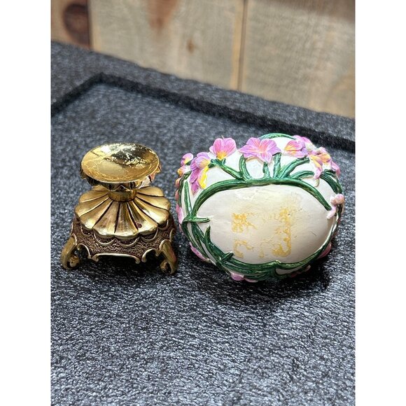 Franklin Mint Faberge Egg Jewels In The Garden Hummingbird Figurine Gold Stand - Picture 8 of 11